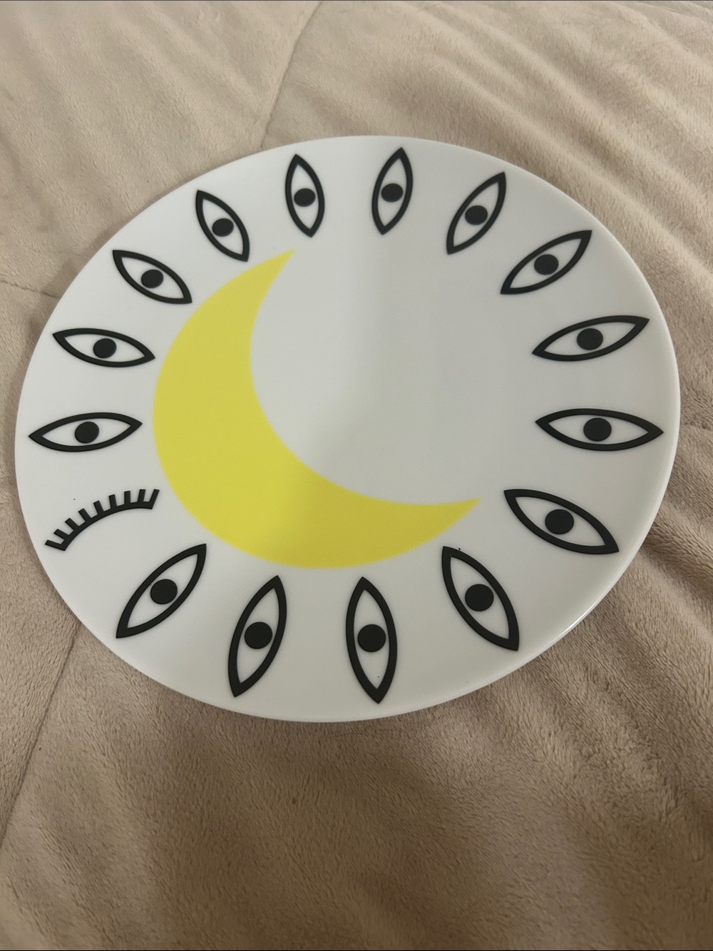 Rare Ikea Large Glodande black eyes yellow moon plate Walter Van Beirendonck